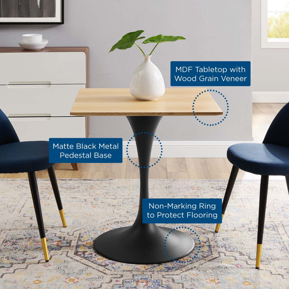 Lippa 28" Wood Square Dining Table EEI-4865-BLK-NAT
