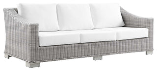 Conway Outdoor Patio Wicker Rattan Sofa Light Gray White