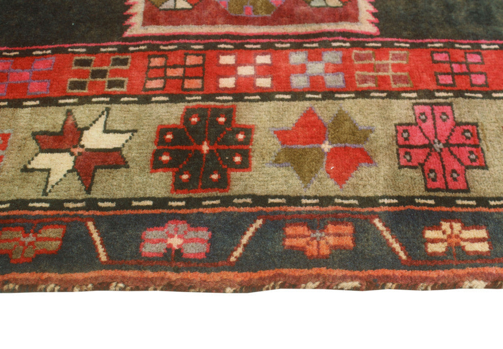 Fine Vintage Distressed Gianna Charcoal/Beige Runner, 3'7x10'4
