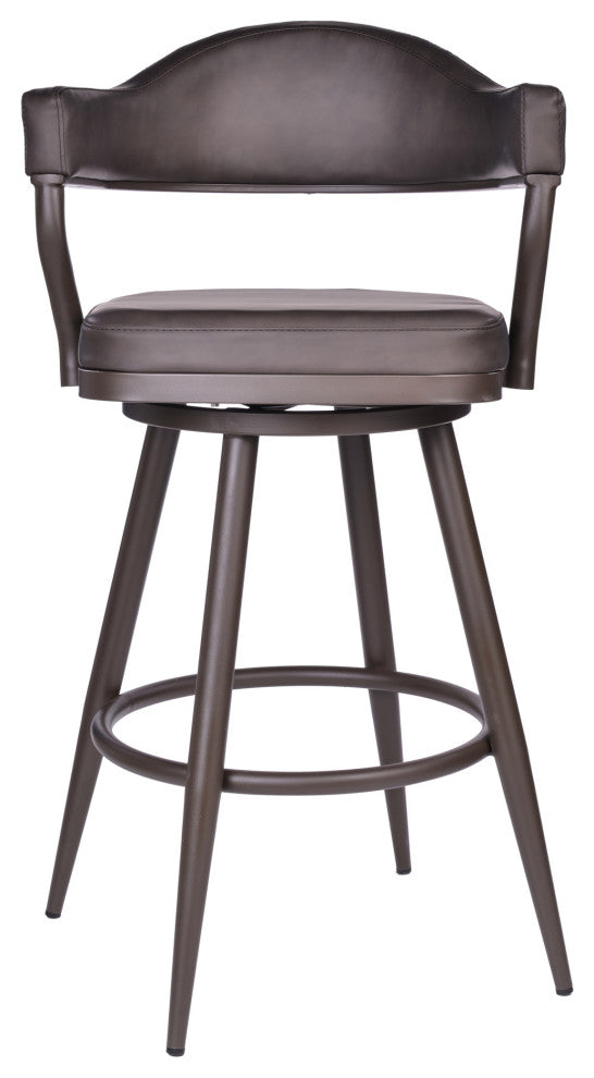 Justin 26" Counter Height Swivel Brown Faux Leather Bar Stool