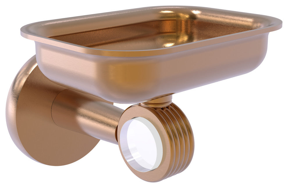 Clearview Wall Mounted Soap Dish Holder with Groovy Accents, Brushed Bronze