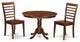 3 Pc Set With A Round Table And 2 Wood Dinette Chairs, Mahogany