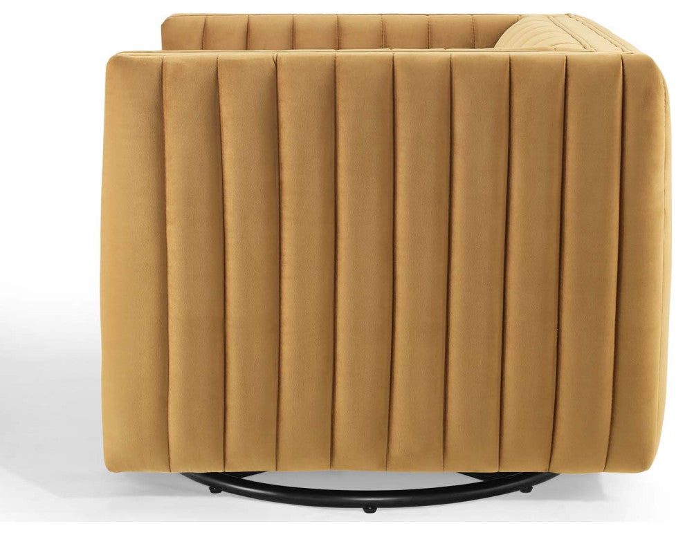 Tufted Armchair Accent Chair, Velvet, Brown, Modern, Living Lounge Hospitality