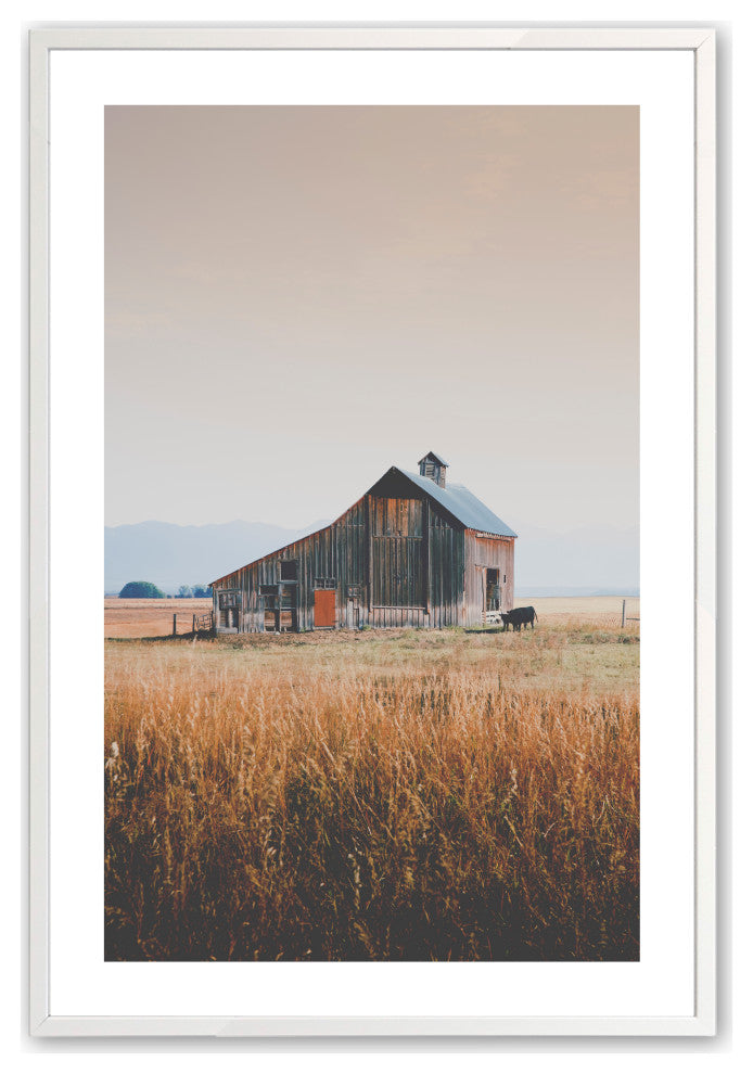 Opaque White 18" x 24" "Serene Pastoral Elegance" Framed Barn Artwork
