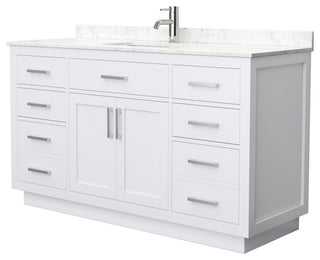 Beckett TK 60" Single Vanity, Cultured Top, Nickel Trim