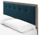 Platform Bed Frame, Queen Size, Fabric, Wood, Gray Navy Blue, Modern