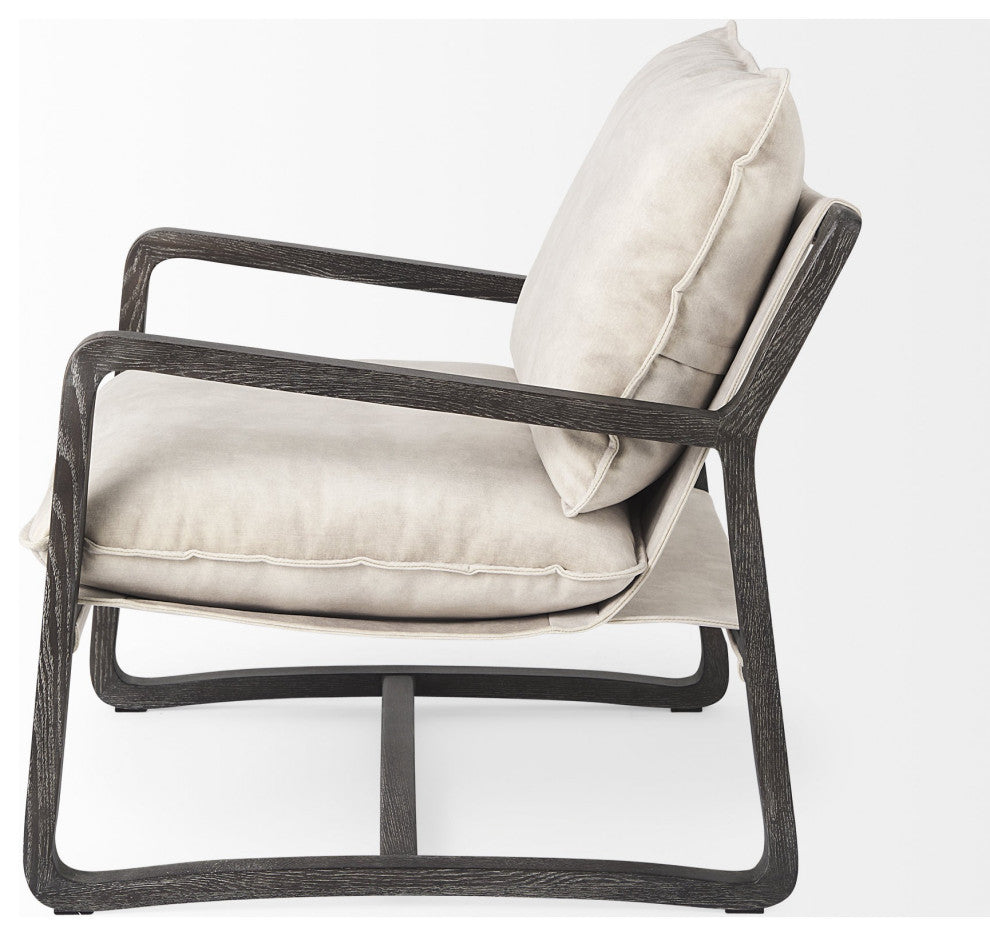 Modern Rustic Cozy Black and Cream Accent Chair