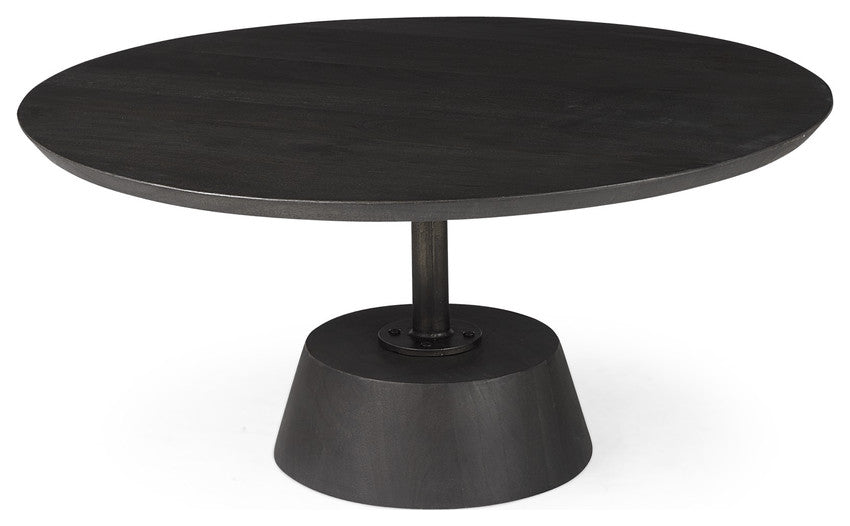 Black Wooden Pedestal Base Coffee Table