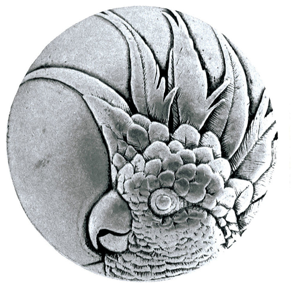 Small Cockatoo Knobs, Right, Brilliant Pewter