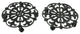Cast Iron Heavyweight Floral Scroll Plant Caddy With Wheels Set of 2, Black