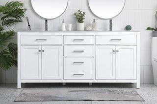 72" Double Bathroom Vanity, White