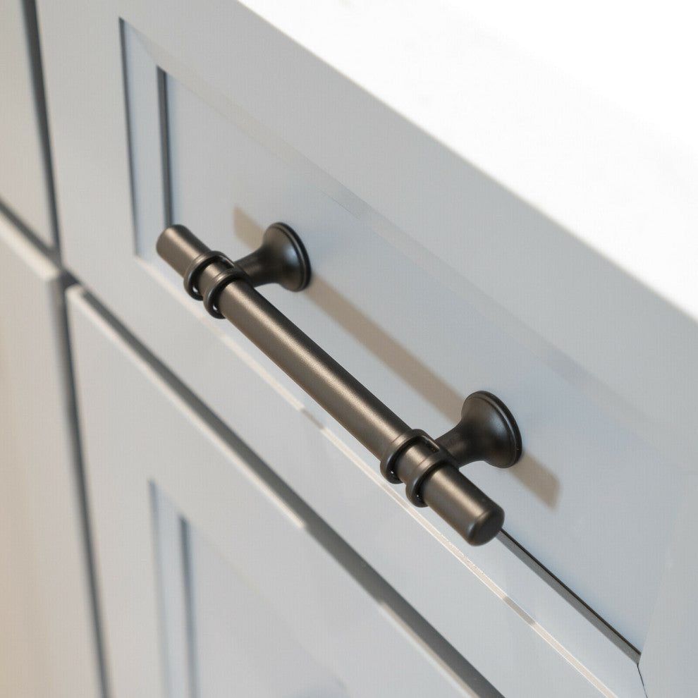 Matte Black Handle Pull 6-1/4" (160mm) Hole Centers, 8-3/4" Overall Length
