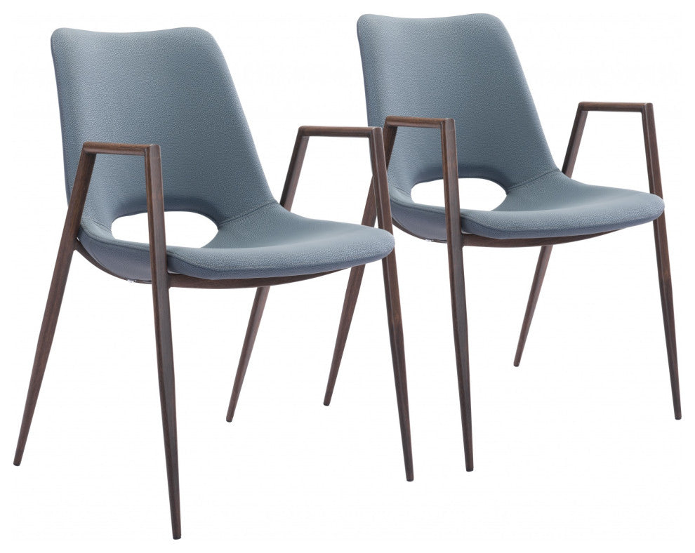 Set of Two Gray Retro Modern Funk Dining Chairs