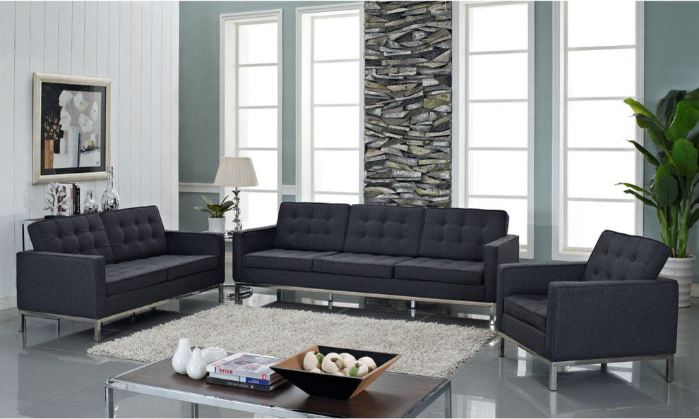Modern Contemporary Living Room 4-Piece SetSofa Set Dark Gray