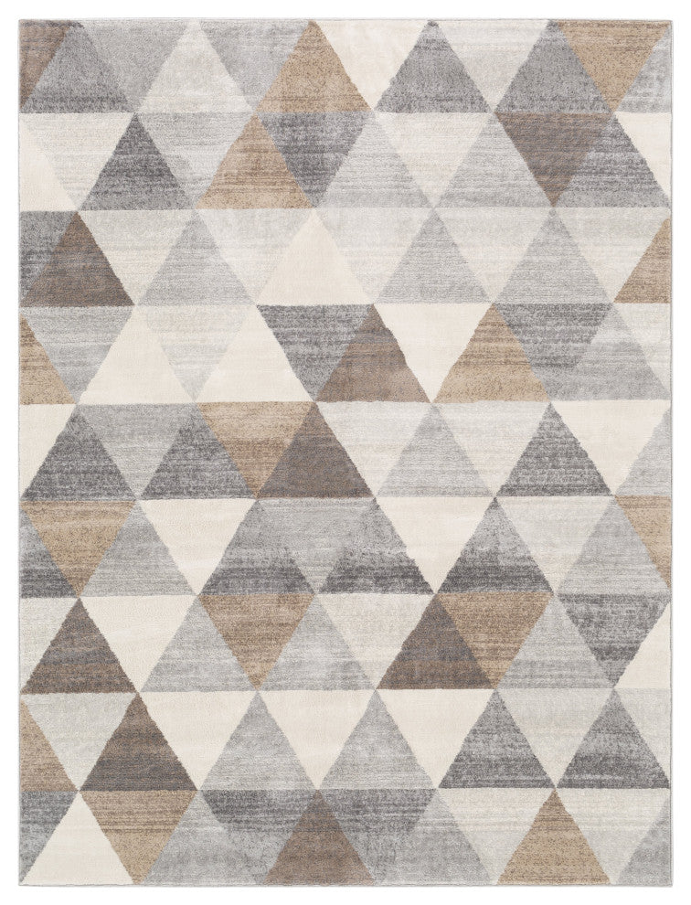 Surya Roma ROM-2303 6'7"x9' Rug, Medium Gray/Camel/Tan/Light Gray/White