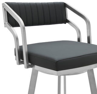 Capri 30" Swivel Modern Metal and Slate Gray Faux Leather Bar and Counter Stool