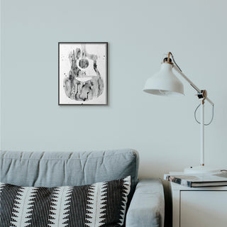 Abstract Guitar Watercolor Pattern Painting, 11"x14", Black Frame