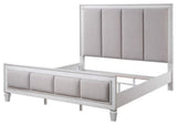Acme Katia Queen Bed, Gray Linen & White Finish
