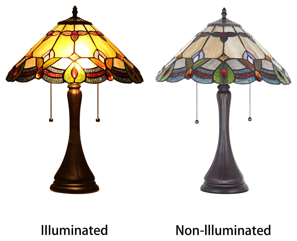 CHLOE Lighting HOWARD Tiffany-style 2-Light Table Lamp, 16" Shade