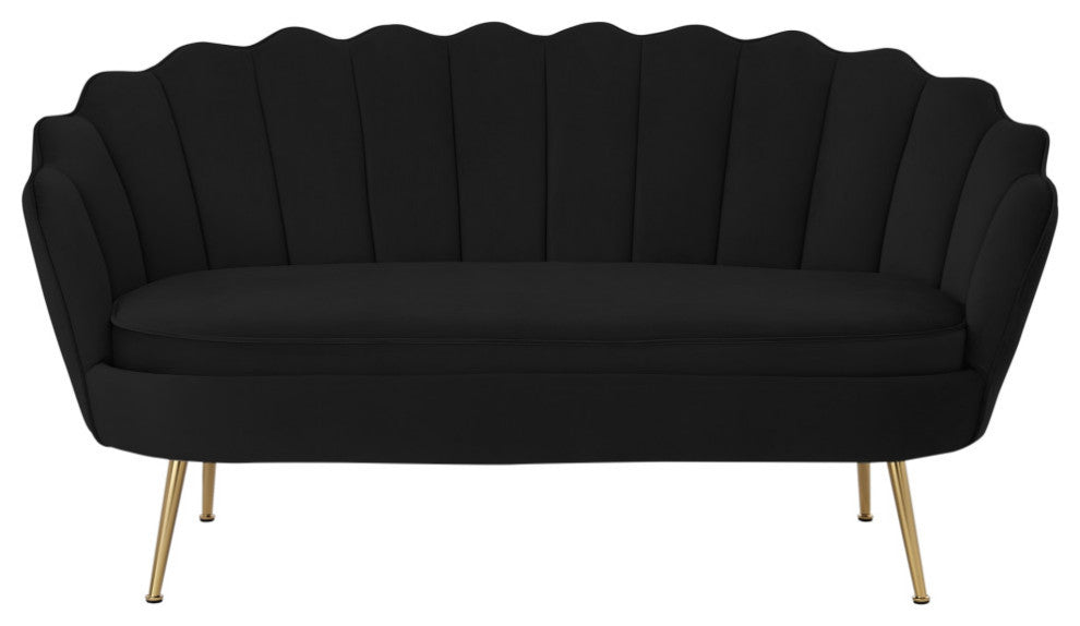 Nicole Miller Carmello Upholstered Loveseat, Velvet, Black