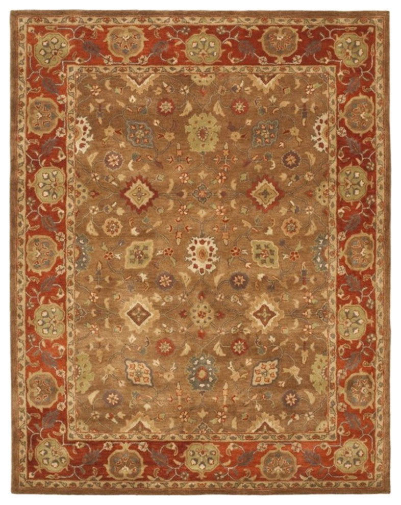 Safavieh Heritage 9'6" X 13'6" Hand Tufted Wool Rug in Moss and Rust