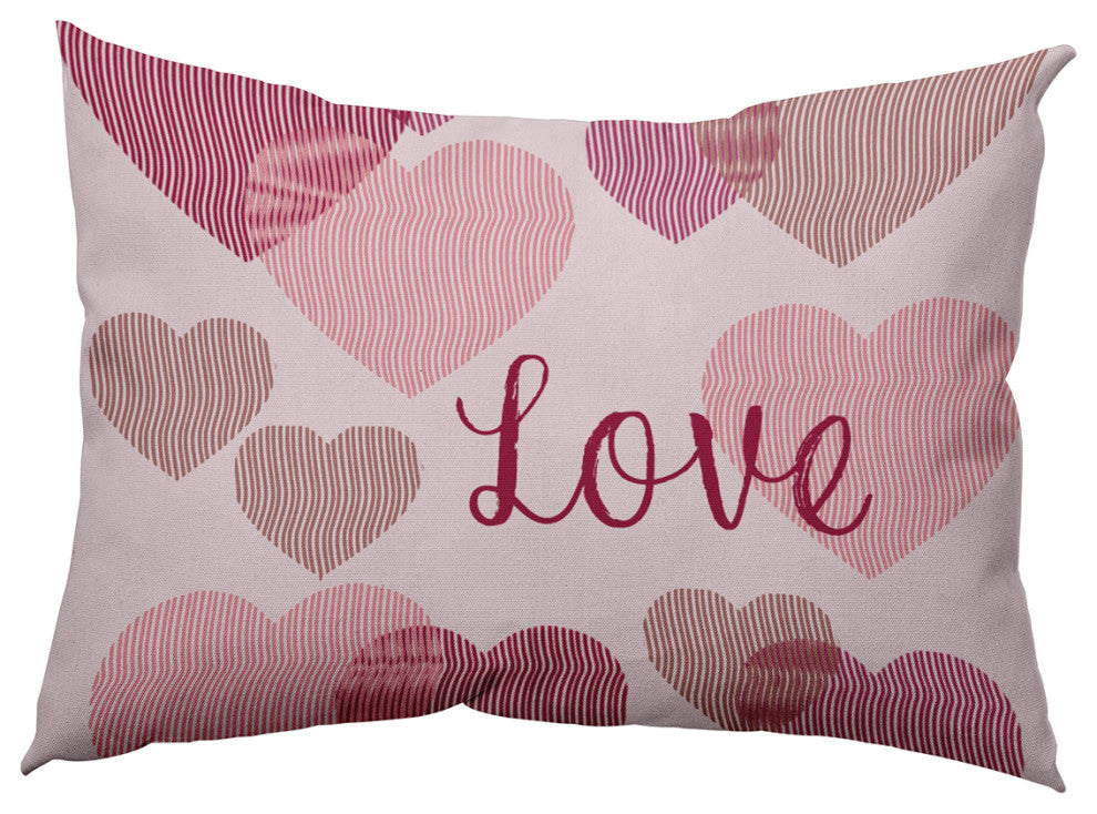 Colliding Hearts Decorative Throw Pillow, Bold Pink, 14"x20"