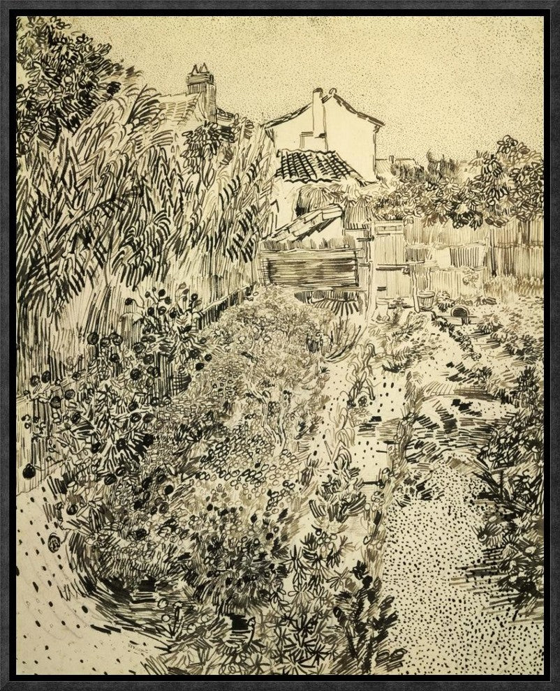 "The Flower Garden" Framed Canvas Giclee by Vincent Van Gogh, 14x17"