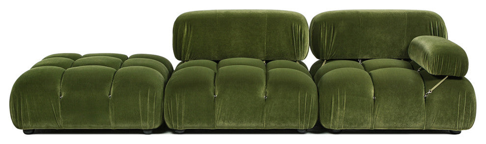 Marcel 109.5" Post-Modern Modular Chaise Sofa, Olive Green Performance Velvet