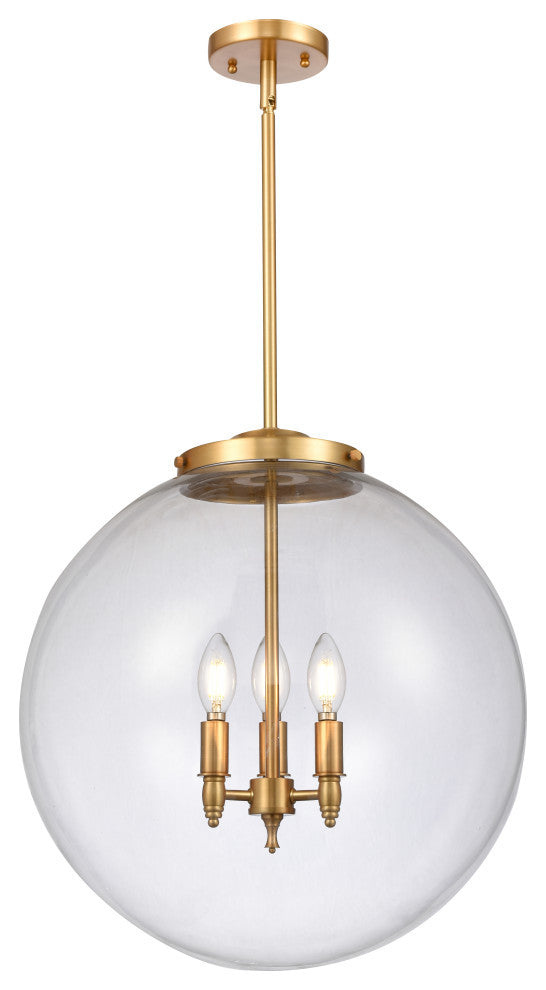 Beacon Pendant, Satin Gold, Clear, Clear