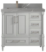 Aberdeen 36 Left Offset Bath Vanity in Coventry Gray 2" Piatra Gray