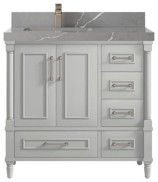 Aberdeen 36 Left Offset Bath Vanity in Coventry Gray 2" Piatra Gray
