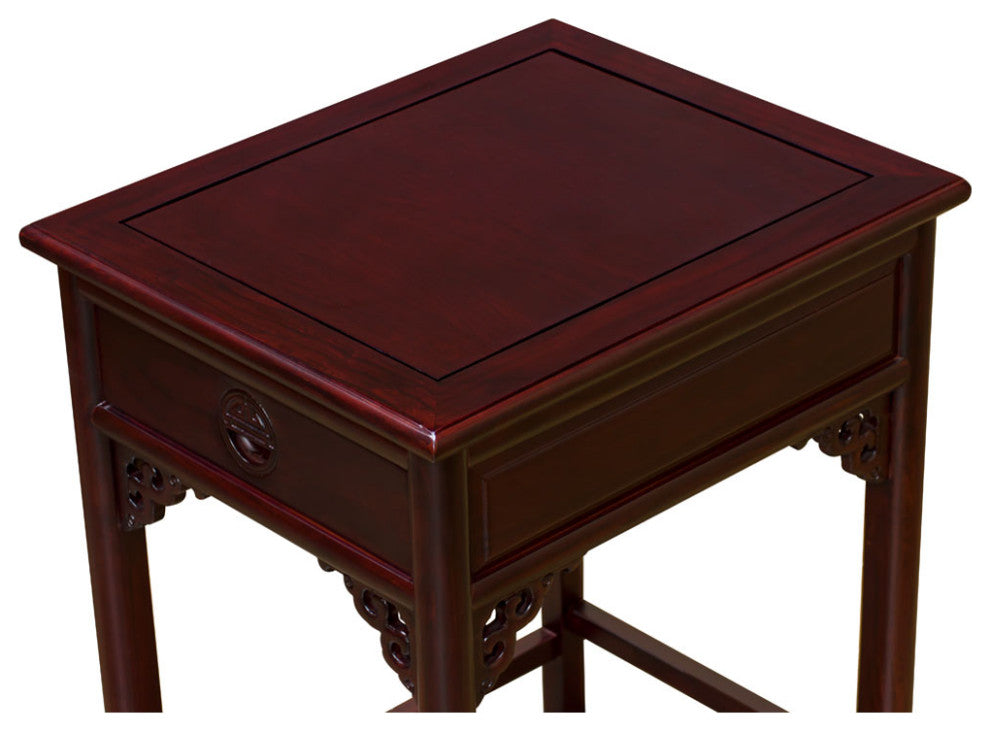Dark Cherry Longevity Elmwood Chinese Ming End Table