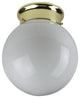 8" Decorative Globe Ceiling Fixture Polished Brass White Glass