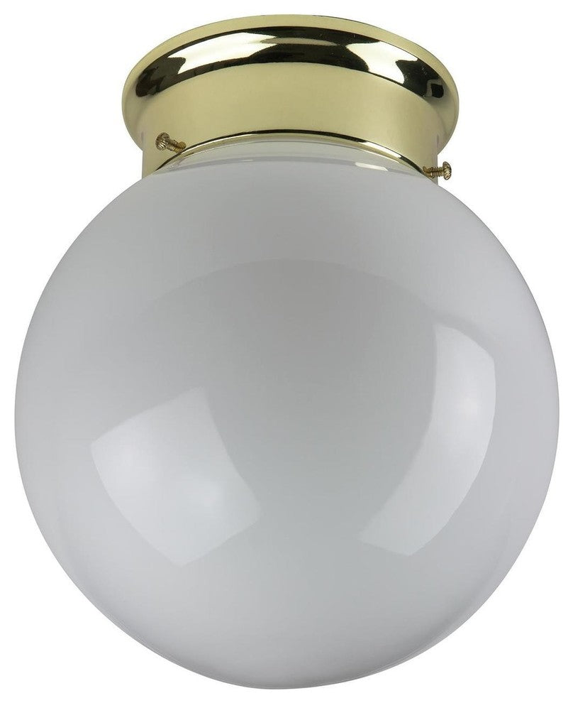 8" Decorative Globe Ceiling Fixture Polished Brass White Glass