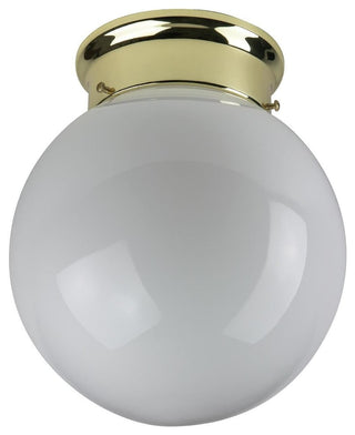 8" Decorative Globe Ceiling Fixture Polished Brass White Glass