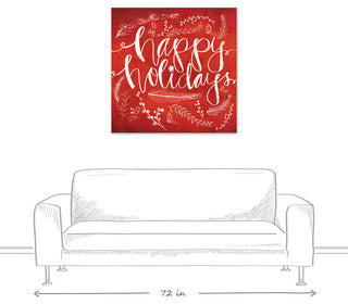 Red Happy Holidays Canvas Wall Art, 36"x36"