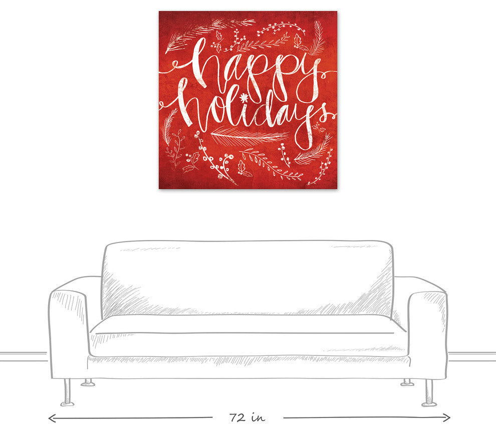 Red Happy Holidays Canvas Wall Art, 36"x36"