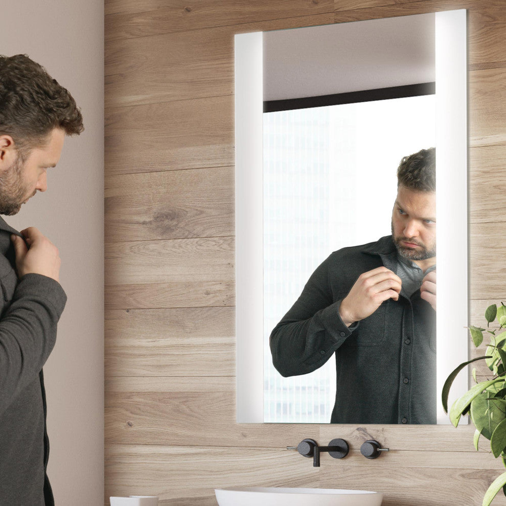 Frosted Bathroom Vanity Multi-Color Dimming LED Wall Mirror - 24" x 36"