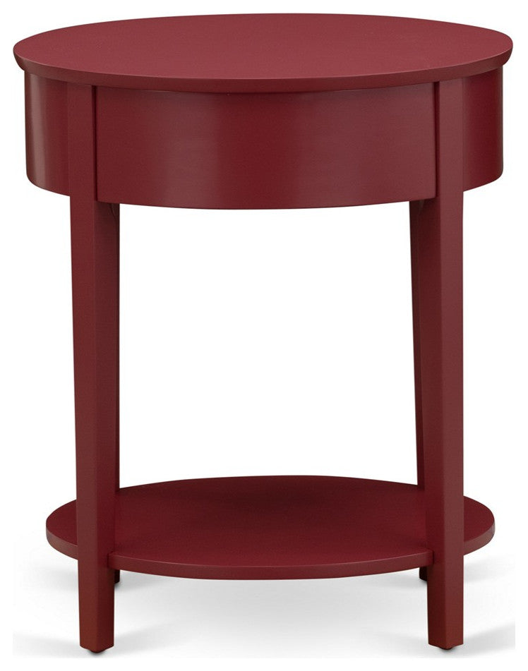 Modern End Table With 1 Wooden Drawer, Stable And Sturdy Constructed Burgundy