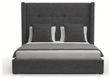 Nativa Interiors Aylet Tufted Bed, Charcoal, King, Medium Headboard
