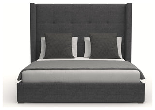 Nativa Interiors Aylet Tufted Bed, Charcoal, King, Medium Headboard