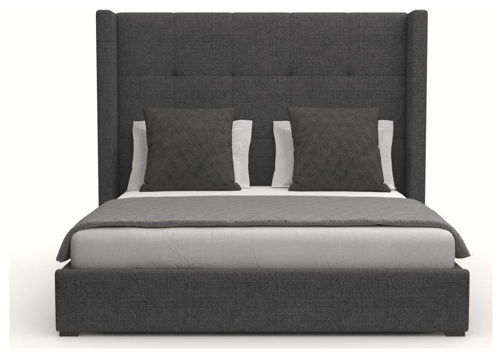 Nativa Interiors Aylet Tufted Bed, Charcoal, King, Medium Headboard