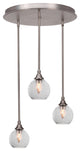 Empire 3-Light Cluster Pendalier, Brushed Nickel/Smoke Bubble