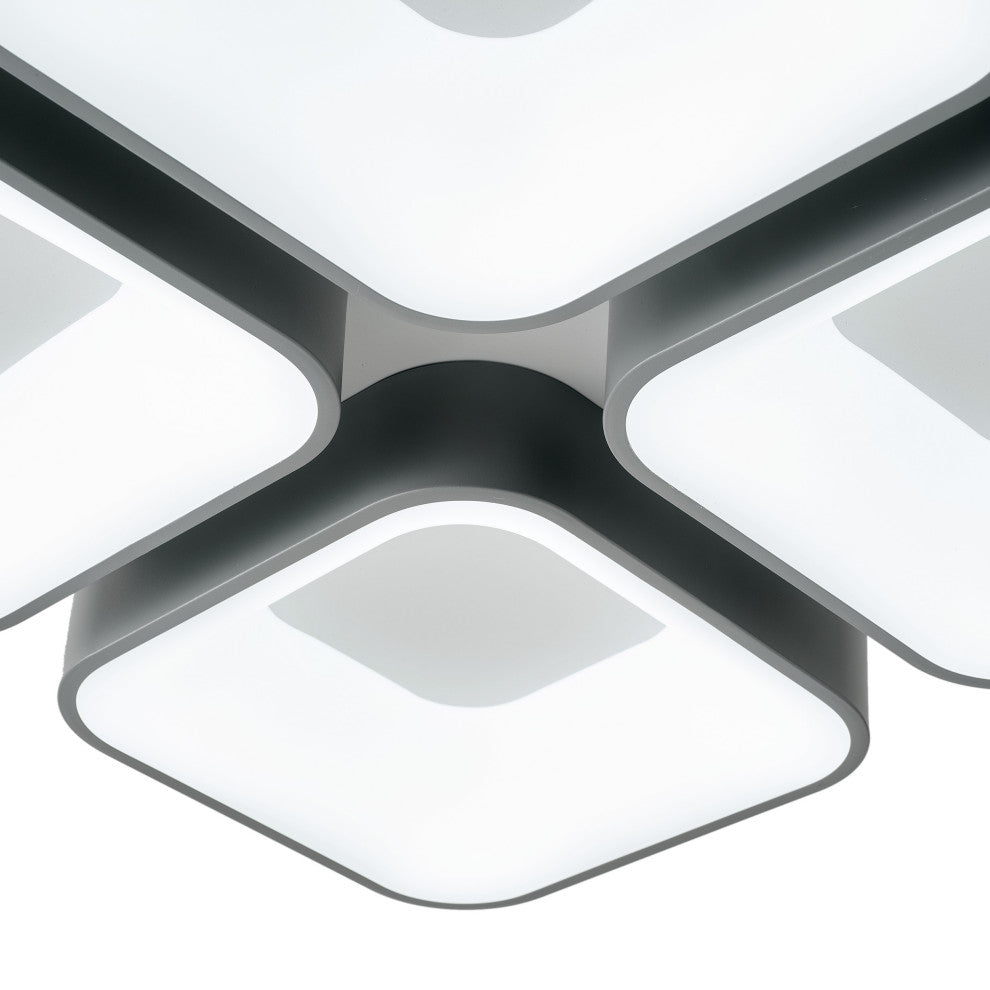 Modern White 4-Light Square LED Flush Mount Ceiling Light