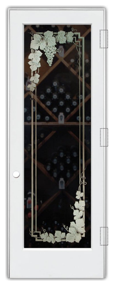 Wine Door - Vineyard Grapes Garland - Primed - 28" x 96" - Knob on Left -...