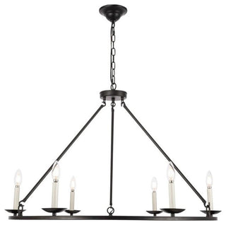 Living District Maine 6-Light Mid-Century Metal Chandelier in Black Finish
