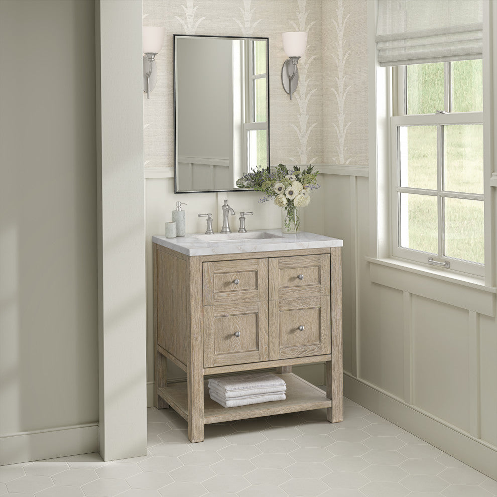 Breckenridge 30" Single Vanity, Oak, 3 CM White Zeus Top