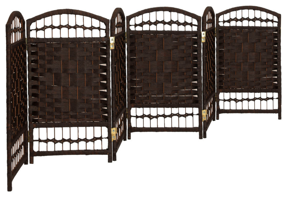 2 ft. Short Fiber Weave Room Divider Dark Mocha 6 Panels