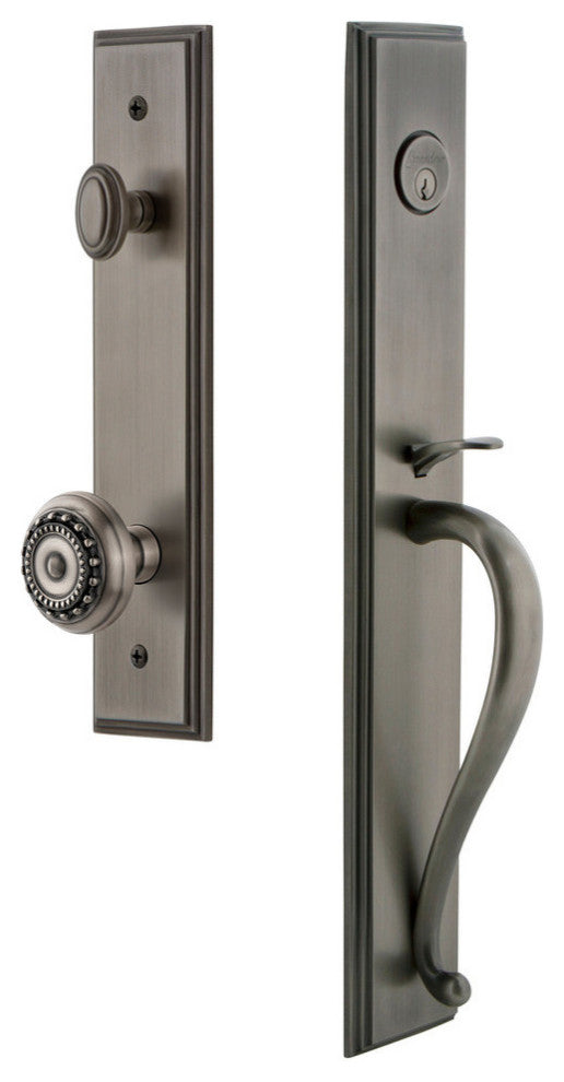 Carre' 1-Piece Dummy Handleset, S Grip and Parthenon, Antique Pewter, 849118