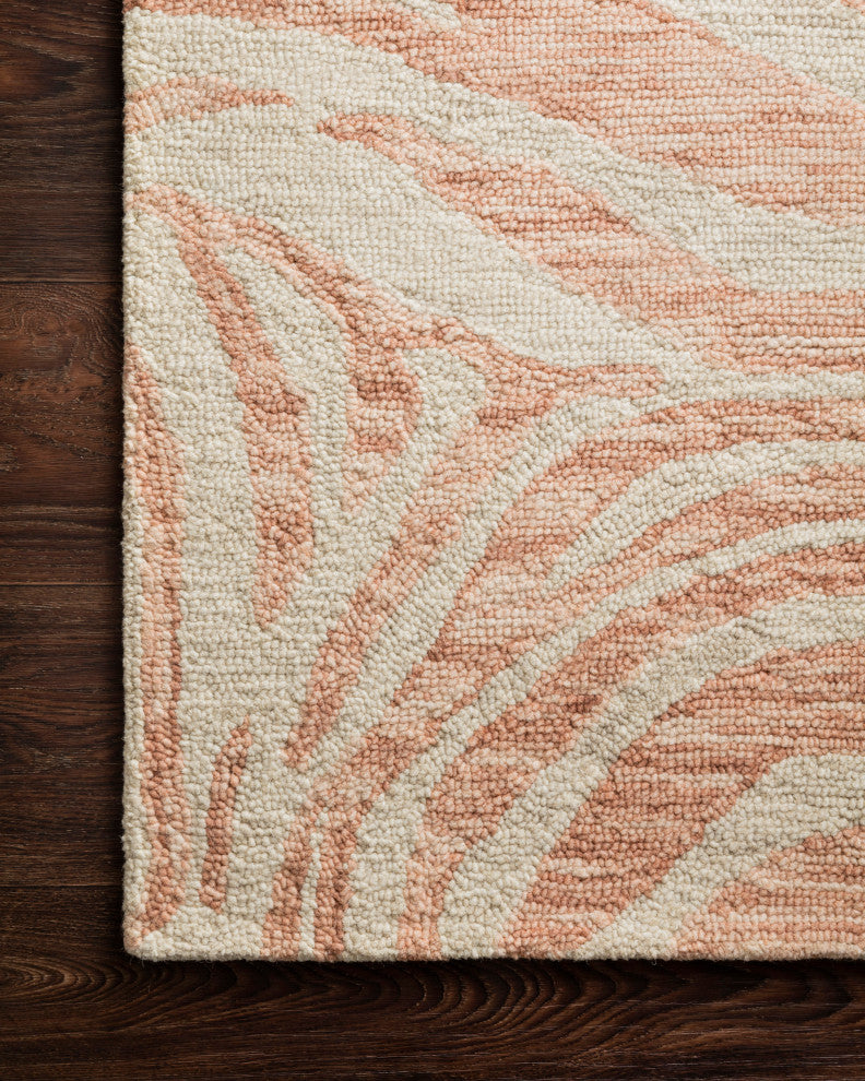 Wool Hooked Zebra Animal Print Masai MAS-01 Area Rug by Loloi, Blush / Ivory, 2''